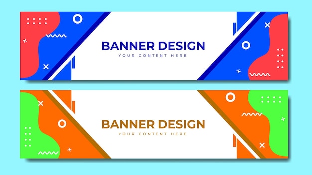 Blauwe en oranje banner ontwerpsjabloon voor zakelijke en online media
