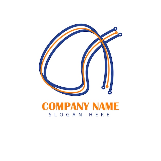 Blauwe en oranje kabel netwerk verbinding Logo ontwerp