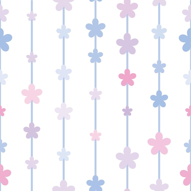 Blauwe en roze bloemen geometrische vector patroon naadloze herhalen bloemenprint