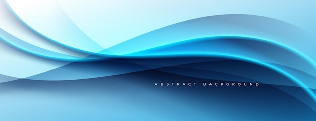 blauwe en witte achtergrond met golvend licht en golvende lijnen technologisch ontwerp