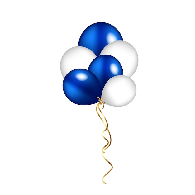 Blauwe en witte ballonnen opvliegende realistische vector