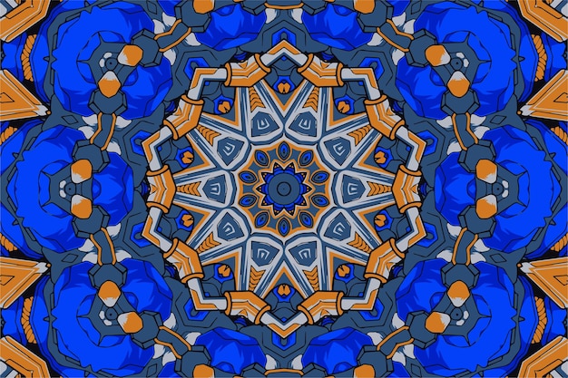 Blauwe etnische geometrische mandala print kleurrijke vector achtergrond