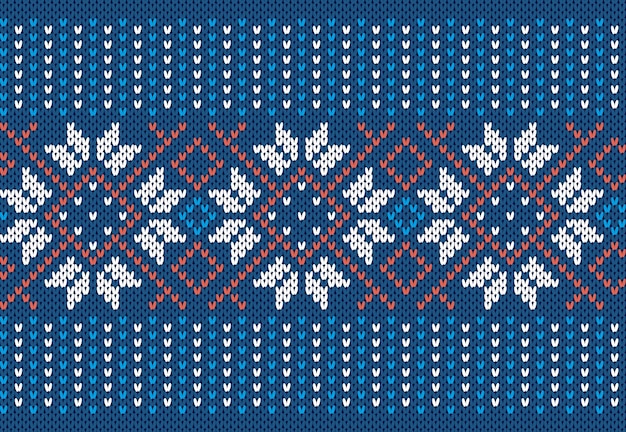 Blauwe gebreide naadloze print. kerst patroon. feestelijke gebreide trui textuur.