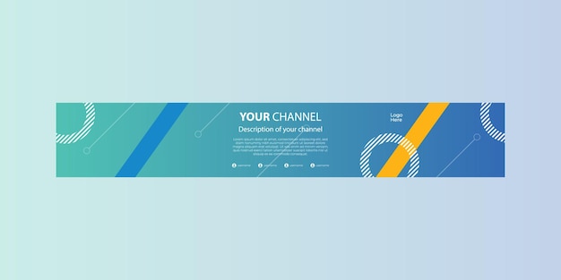 Vector blauwe geometrische abstracte professionele vector youtube banner cover sjabloonontwerp