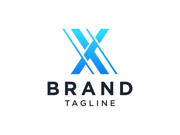 Blauwe geometrische lijn Letter X Logo. Platte Vector Logo sjabloon ontwerpelement.