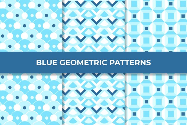 Vector blauwe geometrische patrooncollectie