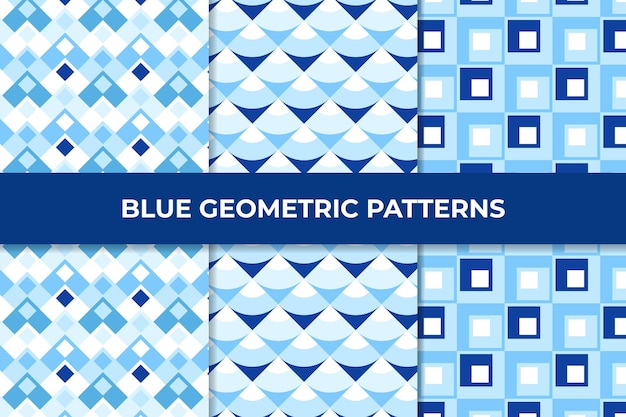 Vector blauwe geometrische patrooncollectie