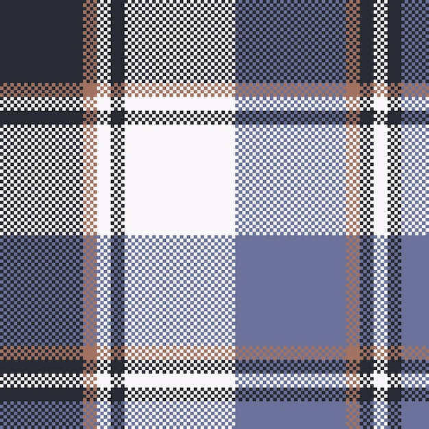 Blauwe geruite pixel tartan naadloze stof textuur