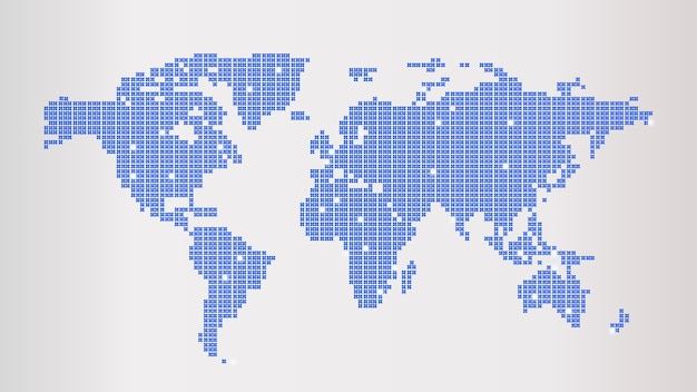 Blauwe gestippelde wereldkaart