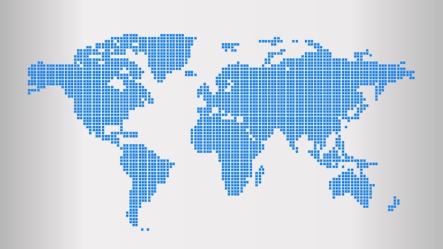 Blauwe gestippelde wereldkaart