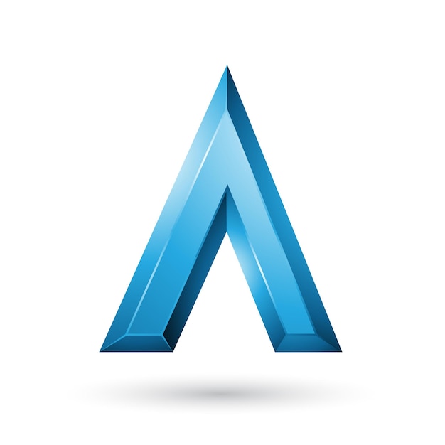 Blauwe glanzende geometrische letter A vectorillustratie
