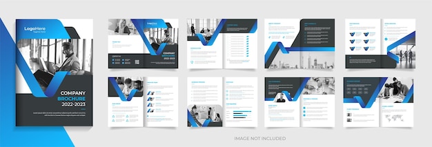 Blauwe gradiënt zakelijke brochure ontwerp sjabloon lay-out premium vector