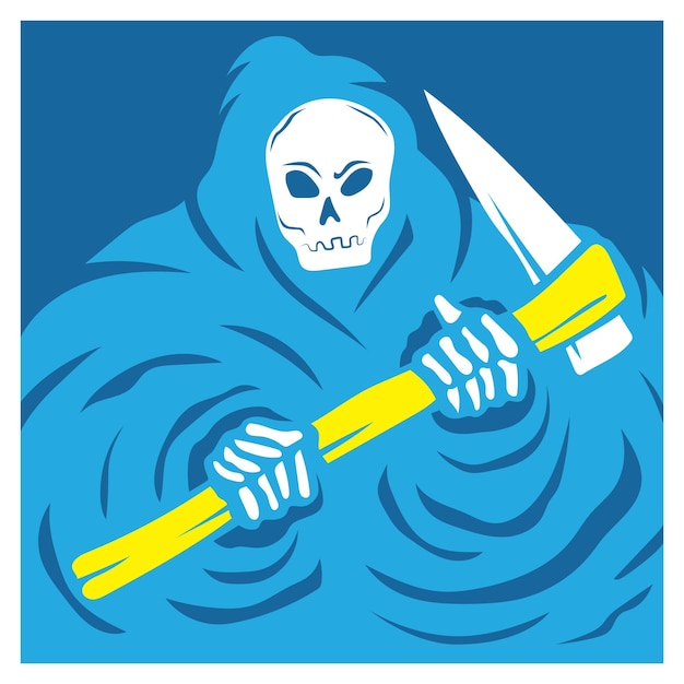 Blauwe grim reaper vectorillustratie