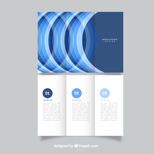 Vector blauwe halfronde tri fold template