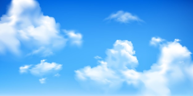 Blauwe hemel met pluizige wolken