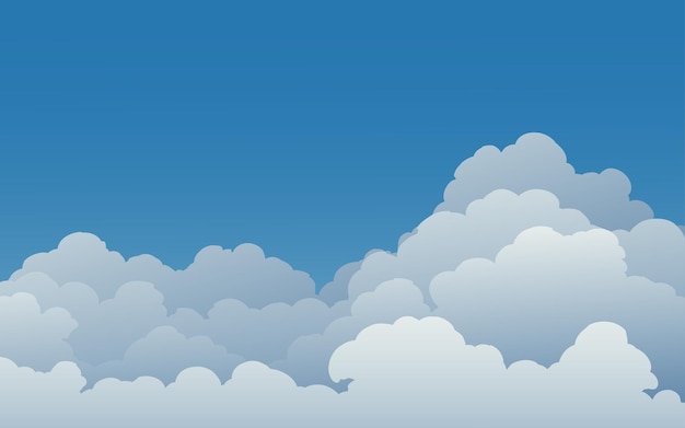 Vector blauwe hemelachtergrond met wolken