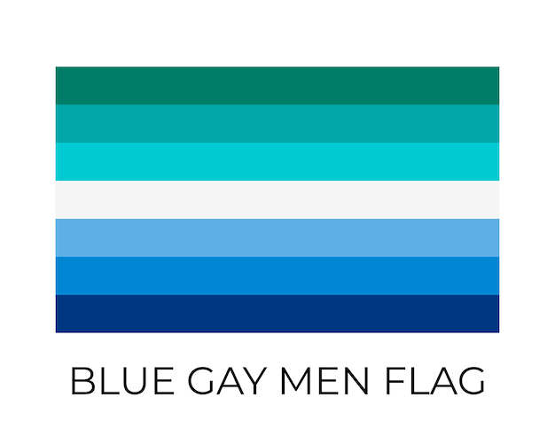 Vector blauwe homoseksuele mannen vlag symbool van de lgbt-gemeenschap vector vlag seksuele identiteit gemakkelijk te bewerken sjabloon voor banners tekens logo ontwerp enz