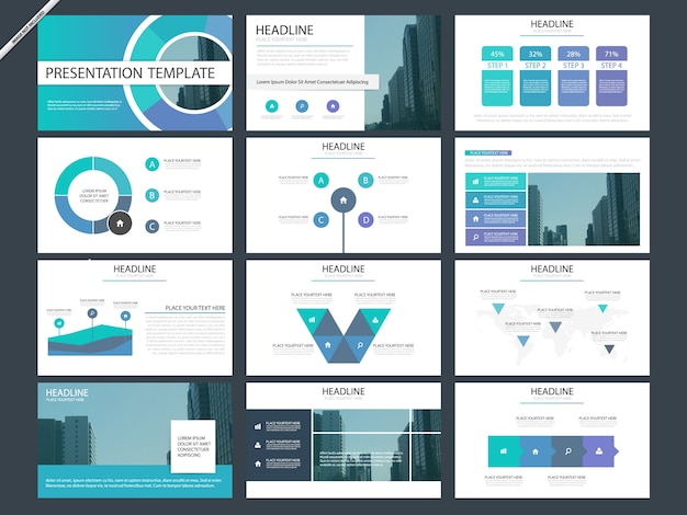 Vector blauwe infographic presentatiesjablonen