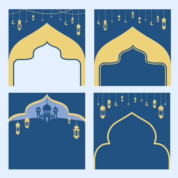 Blauwe Islamitische Ramadan Met Kroonluchtercollectie