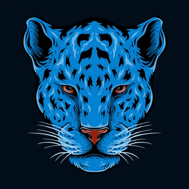 Vector blauwe jaguar illustratie t shirt ontwerp