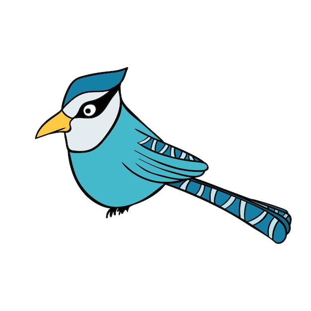 Vector blauwe jay vogel komisch personage winter vogel blauw