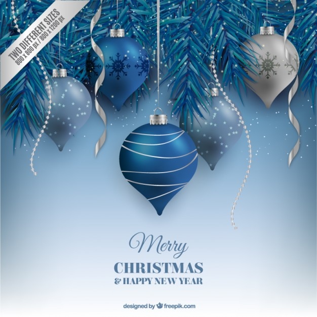 Blauwe kerst ballen achtergrond Premium Vector