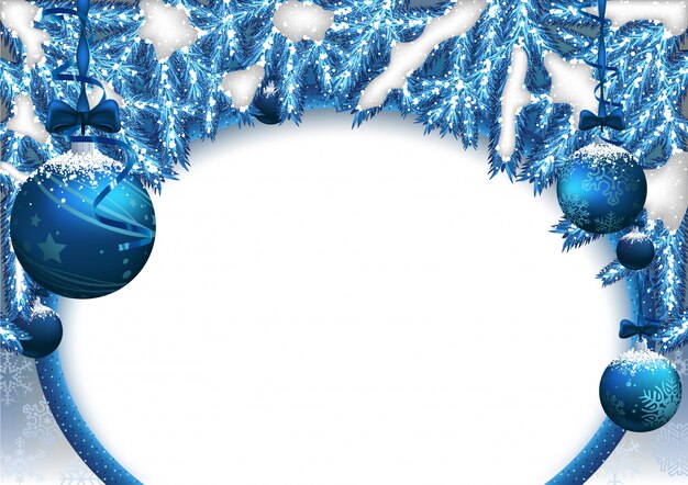 Vector blauwe kerstmisachtergrond met snuisterijen