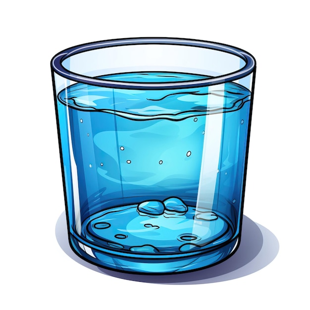 Blauwe kleur Glas cartoon vector witte achtergrond geïsoleerd