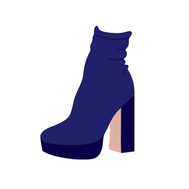 Blauwe laarzen met hoge hakken winter- of herfstschoenen vectorillustratie in platte cartoonstijl