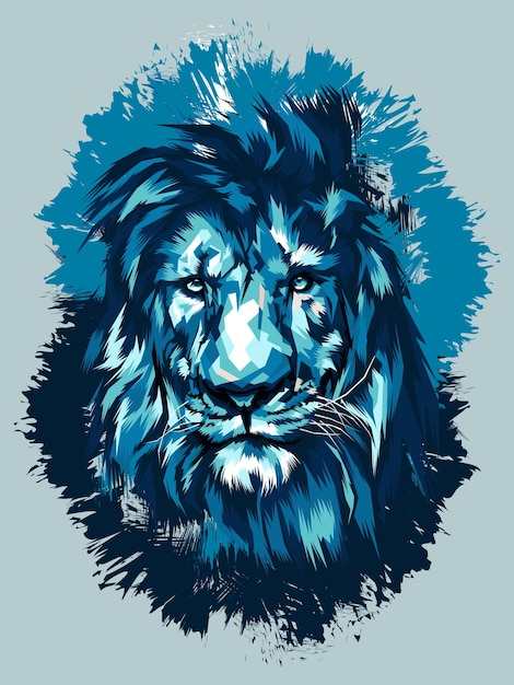 Blauwe leeuwenkop vectorillustratie