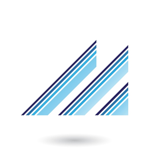 Blauwe letter M met diagonale retro strepen vectorillustratie