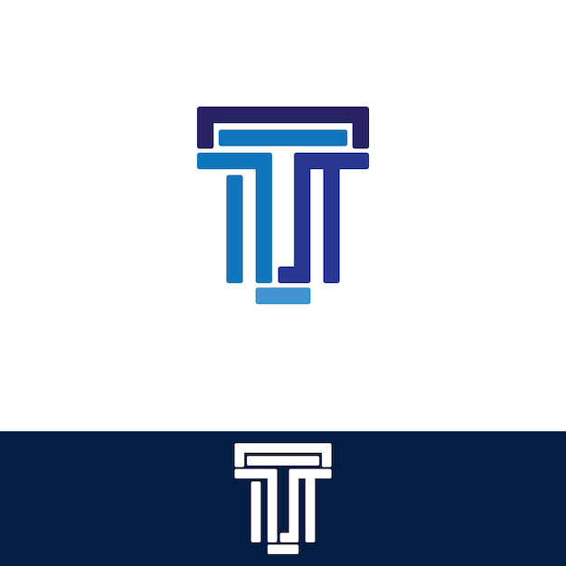 Blauwe letter T-logo