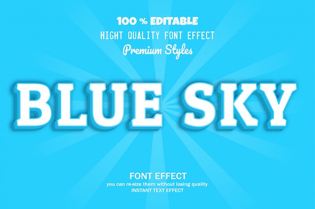 Blauwe lucht tekst, lettertype effect