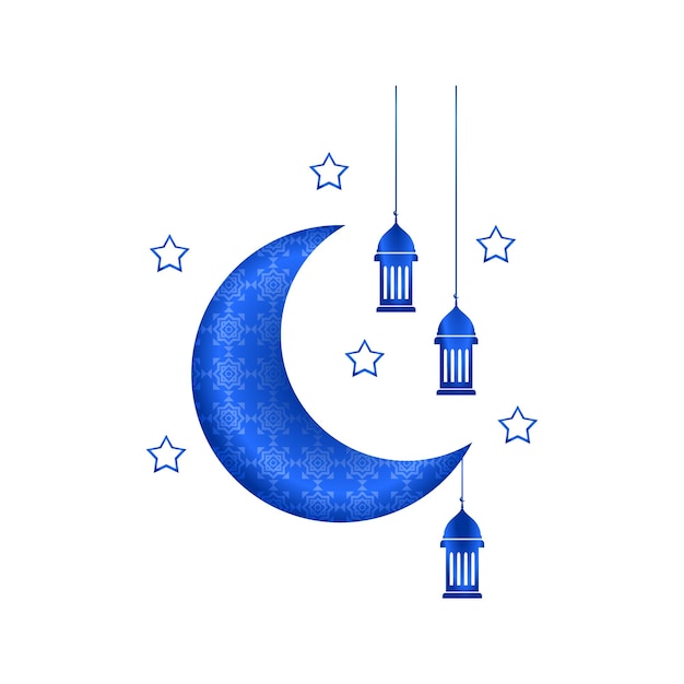 Blauwe maan met sterren en de tekst ramadan