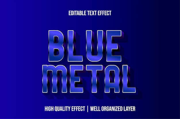 Blauwe metalen bewerkbare moderne teksteffect lettertypestijlen