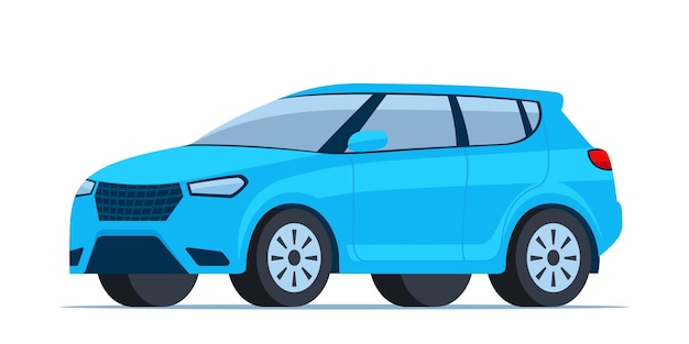 Blauwe moderne Suv auto zijaanzicht vectorillustratie
