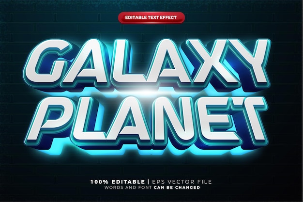 Blauwe neongloed Galaxy Planet Hero 3D Bewerkbare tekst Effectstijl