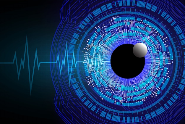 Blauwe oog cyber circuit toekomstige technologie concept achtergrond