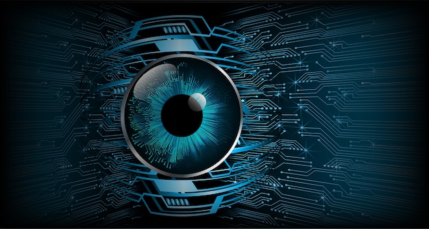 Blauwe oog cyber kring toekomstige technologie concept achtergrond