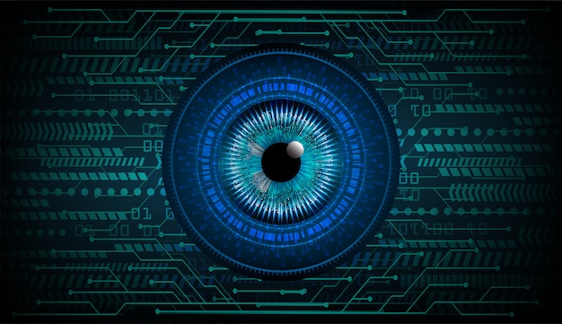 Blauwe oog cyber kring toekomstige technologie concept achtergrond