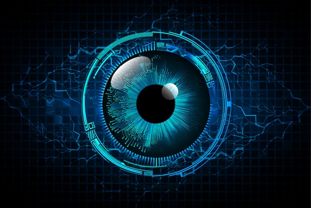 Vector blauwe oog cyber kring toekomstige technologie concept achtergrond