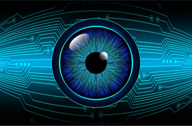 Blauwe oog cyber kring toekomstige technologie concept achtergrond