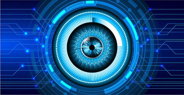 Blauwe oog cyber kring toekomstige technologie concept achtergrond