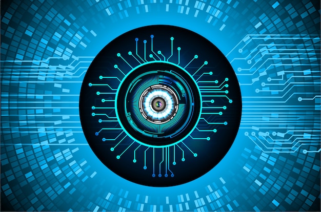 Blauwe oog cyber kring toekomstige technologie concept achtergrond