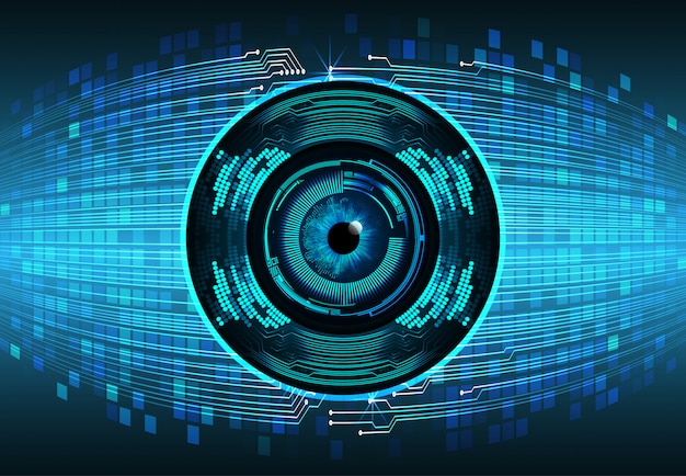 Blauwe oog cyber kring toekomstige technologie concept achtergrond