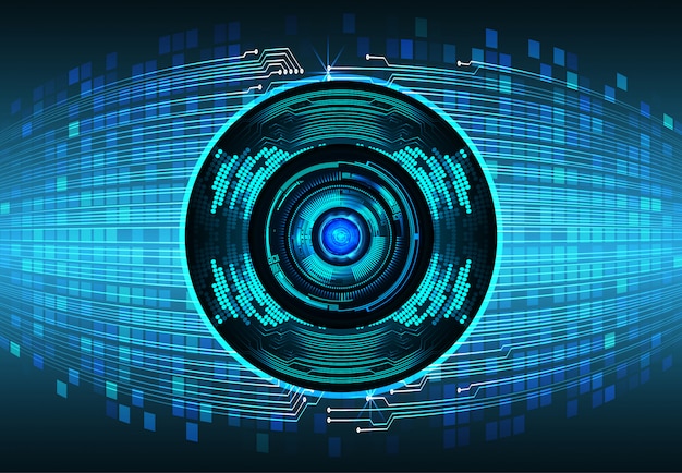 Blauwe oog cyber kring toekomstige technologie concept achtergrond