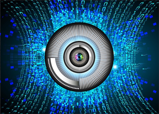 Blauwe oog cyber kring toekomstige technologie concept achtergrond