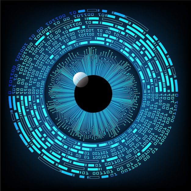 Blauwe oog cyber veiligheids concept achtergrond