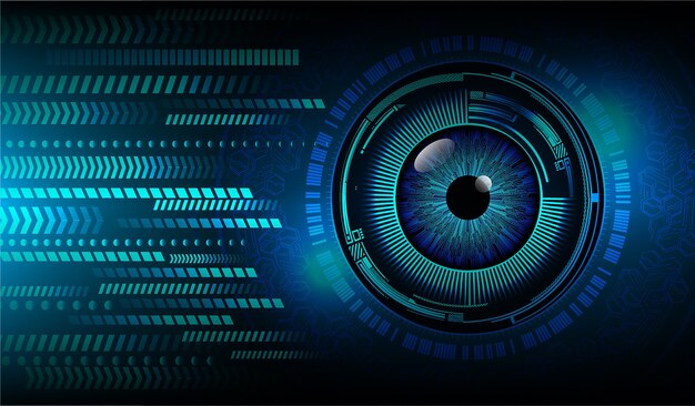 Blauwe oog cyber veiligheids concept achtergrond