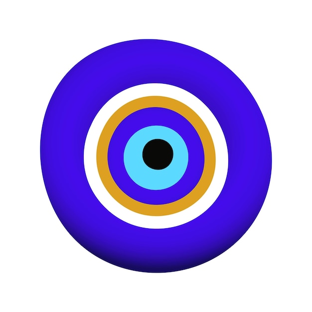 Blauwe oosterse boze oog symbool amulet vlakke stijl ontwerp vectorillustratie